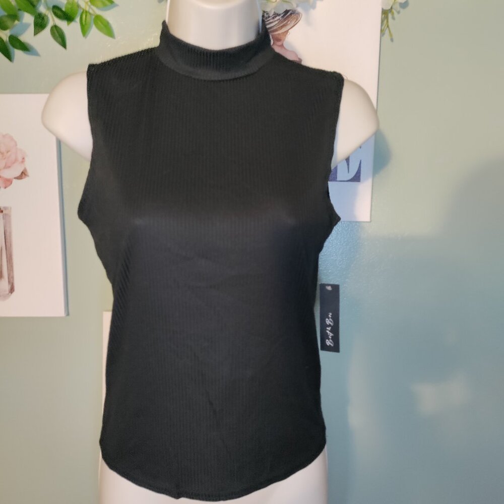 Brit & Bri Black Mock Turtleneck Tank Top